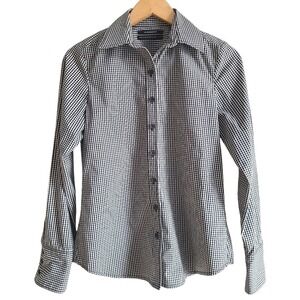 Club Monaco‎ Black & White Gingham Classic Collared Button Down Shirt XS